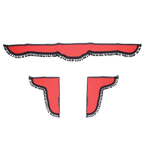 SET PERDELE DECOR CABINA CAMION. UNIVERSALE. VELUR. NEGRU - ROSU