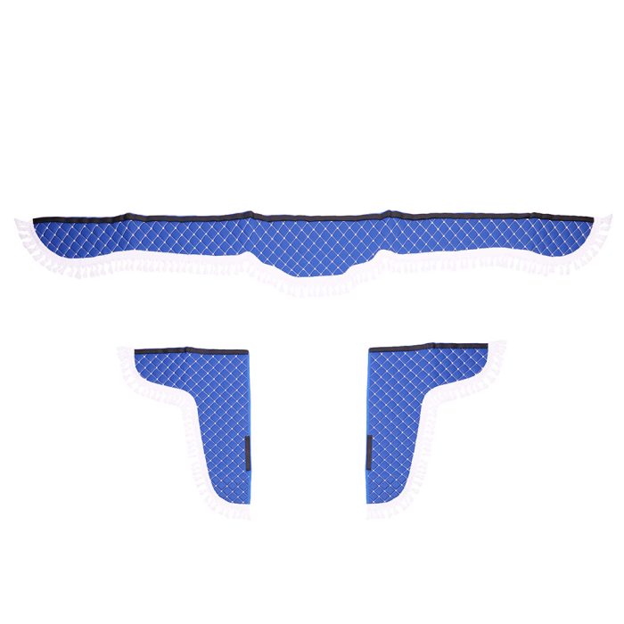 SET PERDELE DECOR CABINA CAMION. UNIVERSALE. VELUR. ALBASTRU - ALB