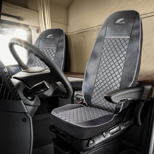 SET HUSE SCAUN TRUCK UMBRELLA PENTRU VOLVO EURO 5 PIELE ECOLOGICA GRI