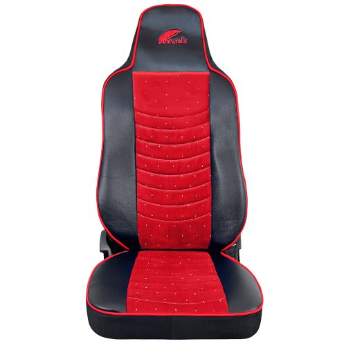 SET HUSE SCAUN TRUCK UMBRELLA PENTRU MAN TGX EURO 6 PIELE ECOLOGICA NEAGRA + VELVET ROSU (2021-)