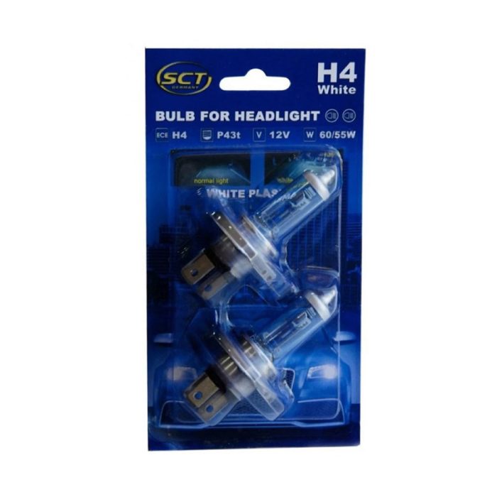SET 2 BECURI FAR H4 12V 60/55W P43t WHITE SCT