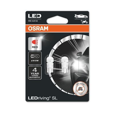 SET 2 BECURI AUXILIARE CU LED 12V (W5W) RED 6000K BLI OSRAM