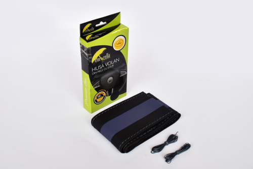 HUSA VOLAN PIELE ECOLOGICA CU SNUR- ALBASTRU SI NEGRU 36-39 CM