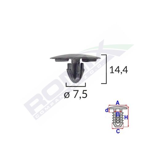 CLEMA CAPAC MOTOR PENTRU LEXUS/TOYOTA 7.5X14.4MM - NEGRU SET 10 BUC