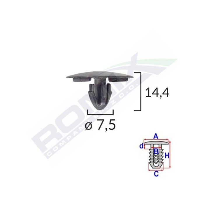 CLEMA CAPAC MOTOR PENTRU LEXUS/TOYOTA 7.5X14.4MM - NEGRU SET 10 BUC