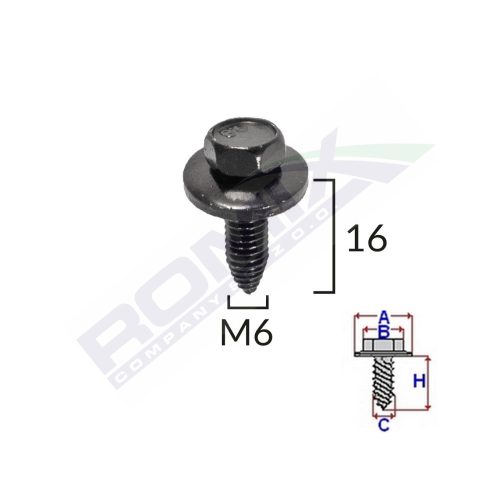 SURUB FIXARE BARA PROTECTIE PENTRU PEUGEOT, CITROEN 6X16MM SET 5 BUC