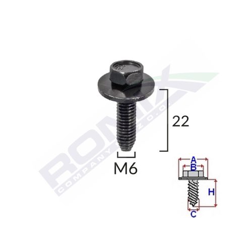 SURUB FIXARE ELEMENTE EXTERIOR PENTRU PEUGEOT, CITROEN 6X22MM SET 5 BUC