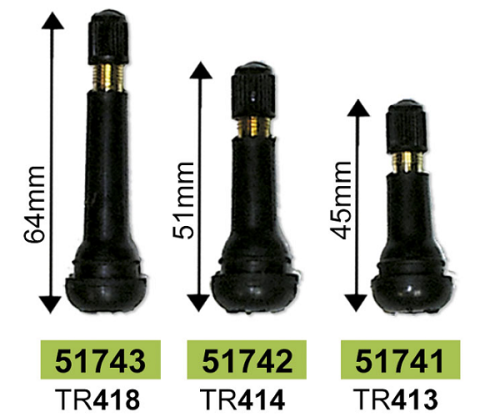 VALVE PENTRU ANVELOPE TR413 45 MM SET 100 BUC JBM